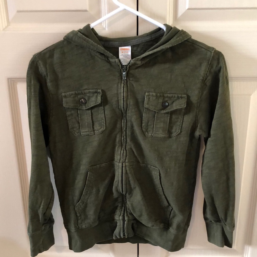 Gymboree light hooded army green sweater medium